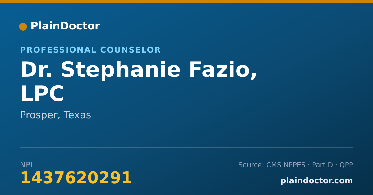 Shareable card for Stephanie Fazio, LPC - Professional Counselor, Prosper, TX