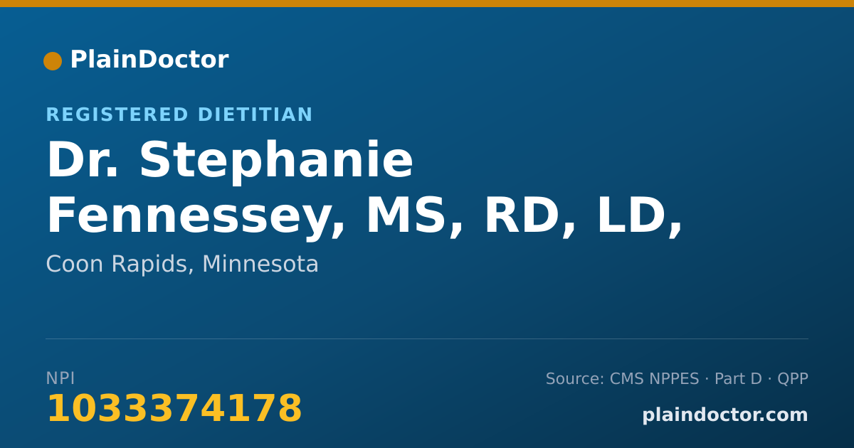Shareable card for Stephanie Fennessey, MS, RD, LD, CDE - Registered Dietitian, Coon Rapids, MN