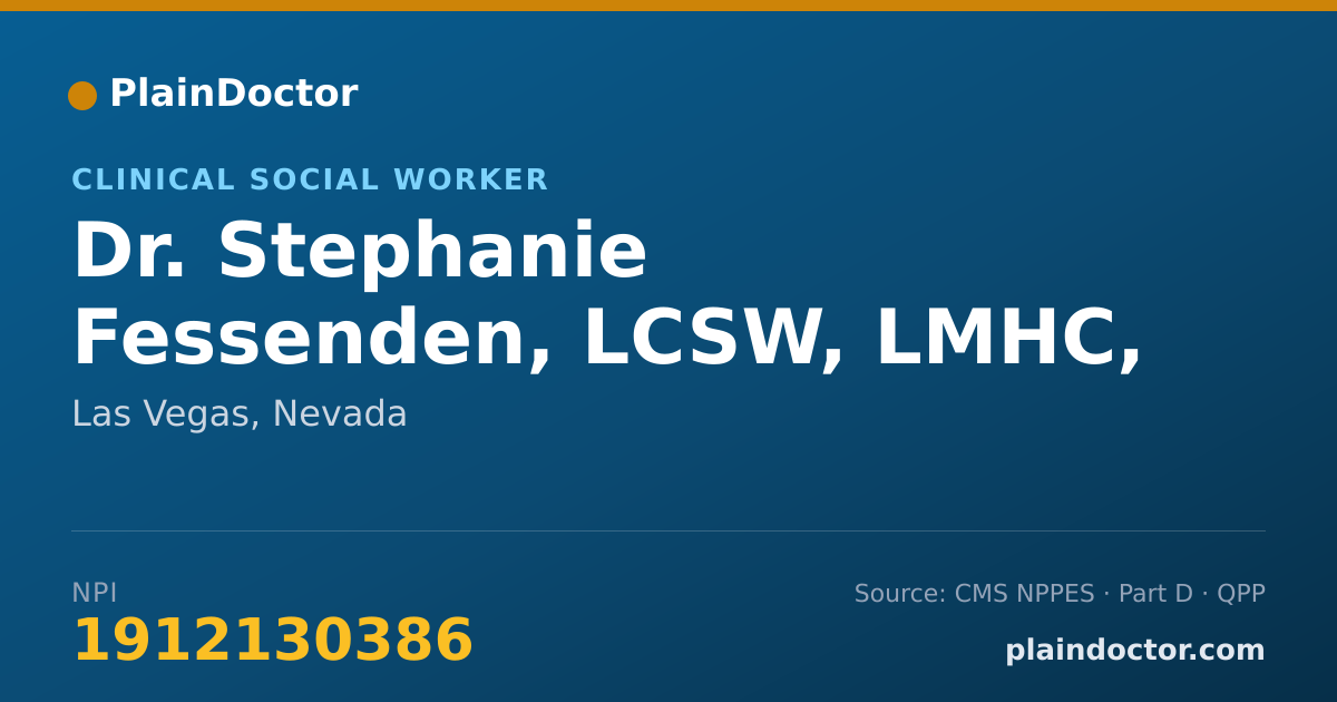 Shareable card for Stephanie Fessenden, LCSW, LMHC, LCADC - Clinical Social Worker, Las Vegas, NV