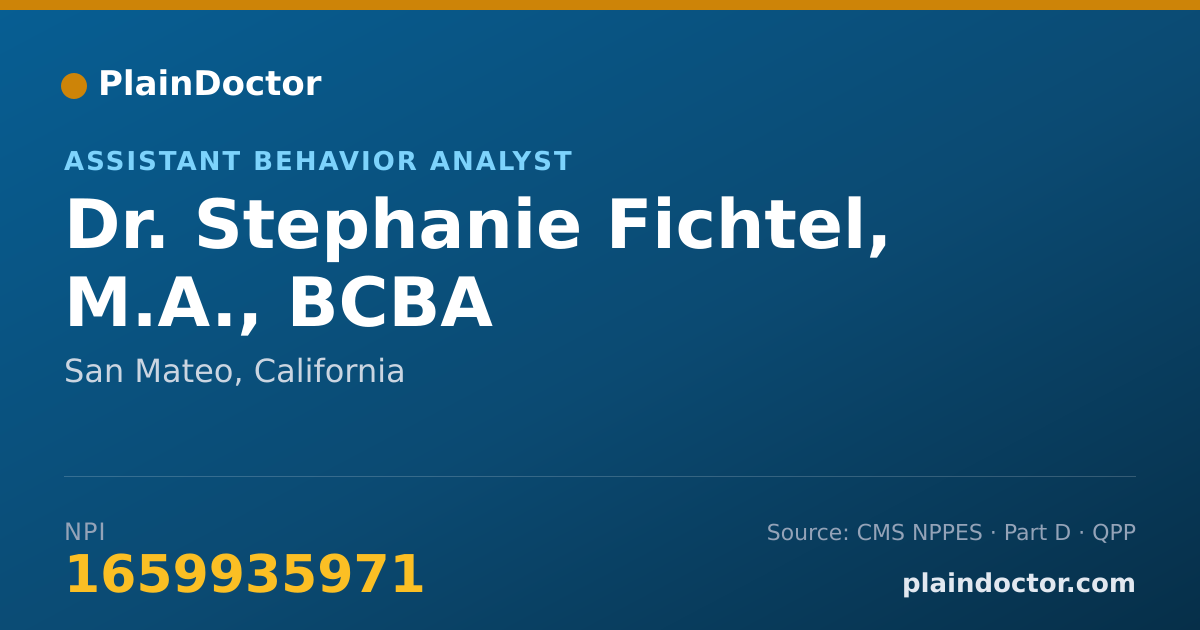 Shareable card for Stephanie Fichtel, M.A., BCBA - Assistant Behavior Analyst, San Mateo, CA