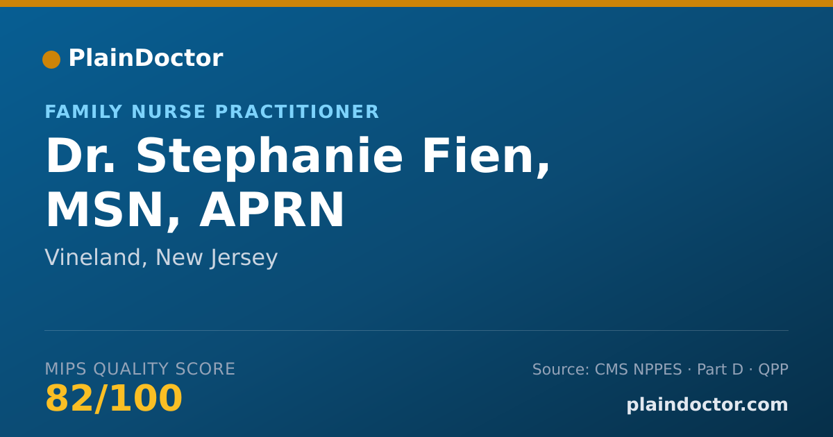 Shareable card for Stephanie Fien, MSN, APRN - Family Nurse Practitioner, Vineland, NJ