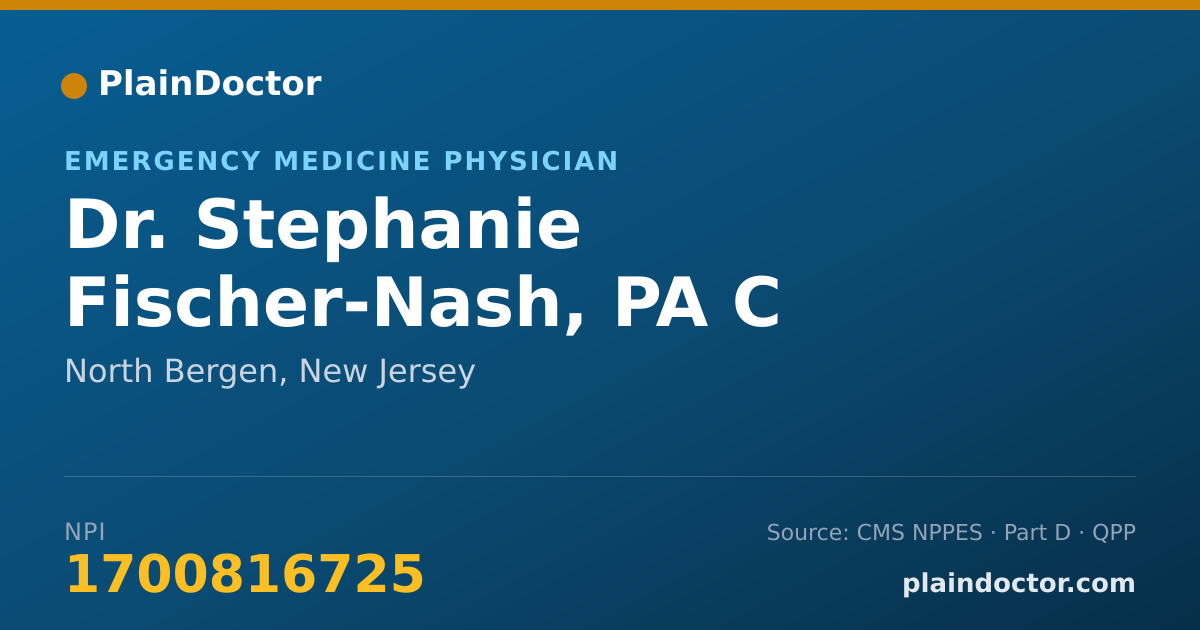 Shareable card for Stephanie Fischer-Nash, PA  C - Emergency Medicine Physician, North Bergen, NJ