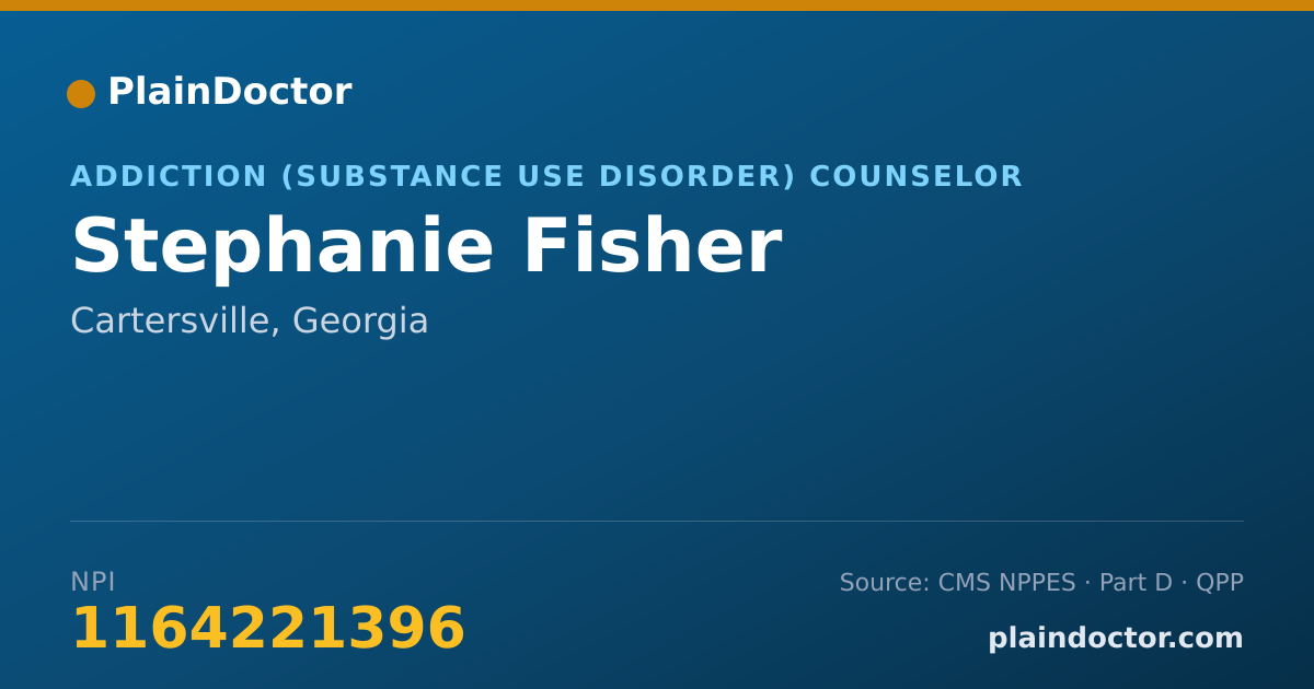 Shareable card for Stephanie Fisher - Addiction (Substance Use Disorder) Counselor, Cartersville, GA