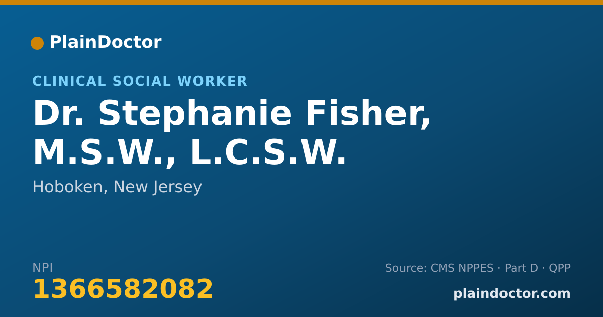 Shareable card for Stephanie Fisher, M.S.W., L.C.S.W. - Clinical Social Worker, Hoboken, NJ