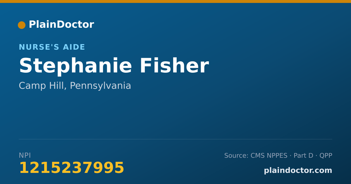 Shareable card for Stephanie Fisher - Nurse's Aide, Camp Hill, PA