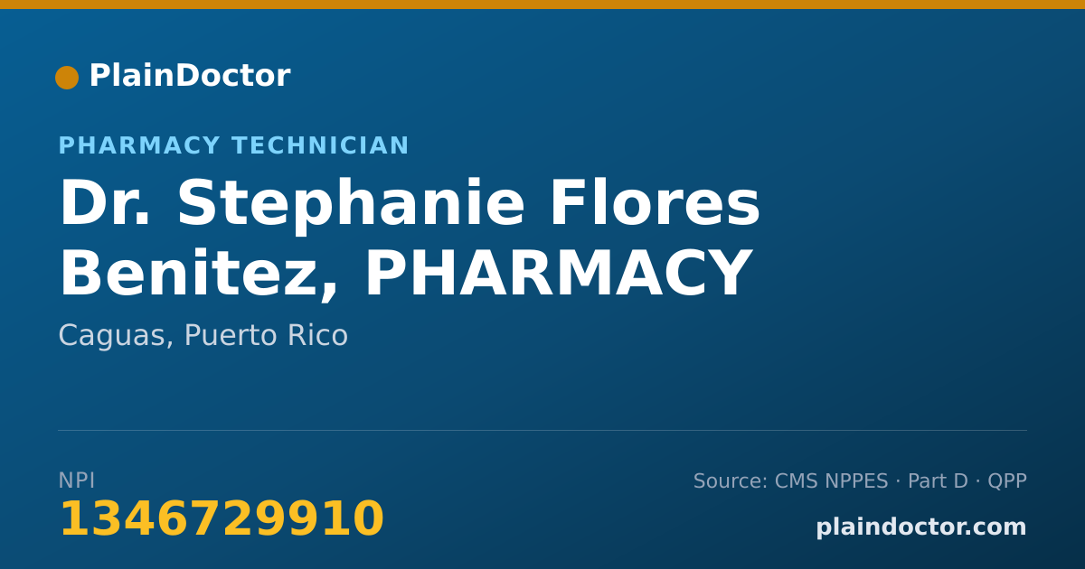 Shareable card for Stephanie Flores Benitez, PHARMACY TECHNICIAN - Pharmacy Technician, Caguas, PR