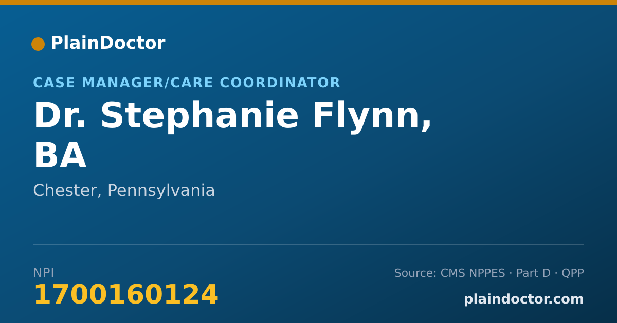 Shareable card for Stephanie Flynn, BA - Case Manager/Care Coordinator, Chester, PA