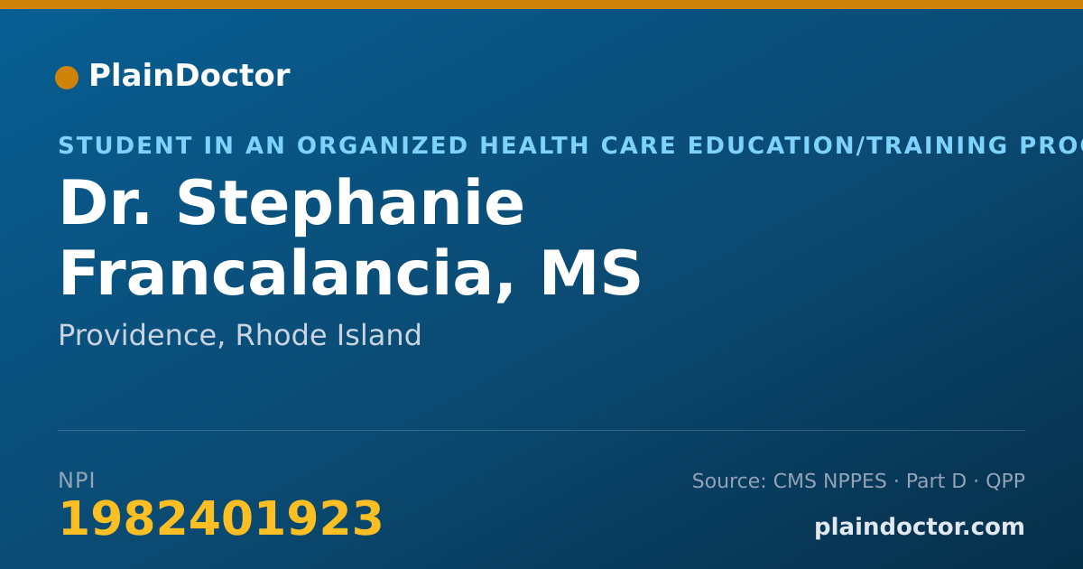 Shareable card for Stephanie Francalancia, MS - Student in an Organized Health Care Education/Training Program, Providence, RI