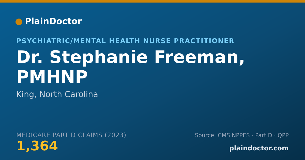 Shareable card for Stephanie Freeman, PMHNP - Psychiatric/Mental Health Nurse Practitioner, King, NC