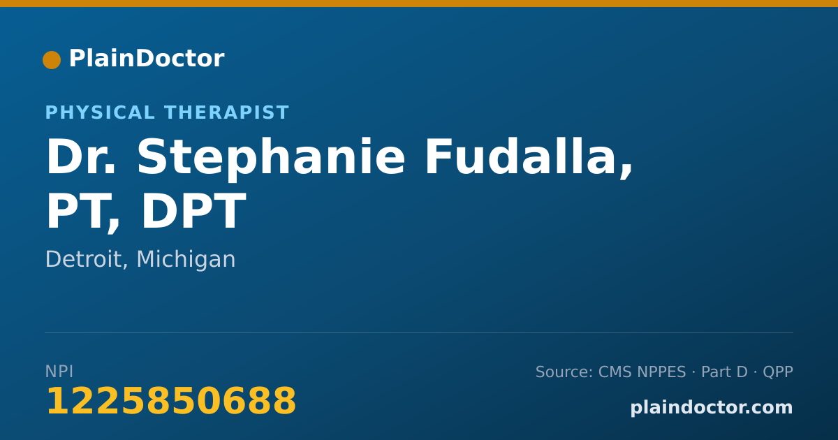Shareable card for Stephanie Fudalla, PT, DPT - Physical Therapist, Detroit, MI