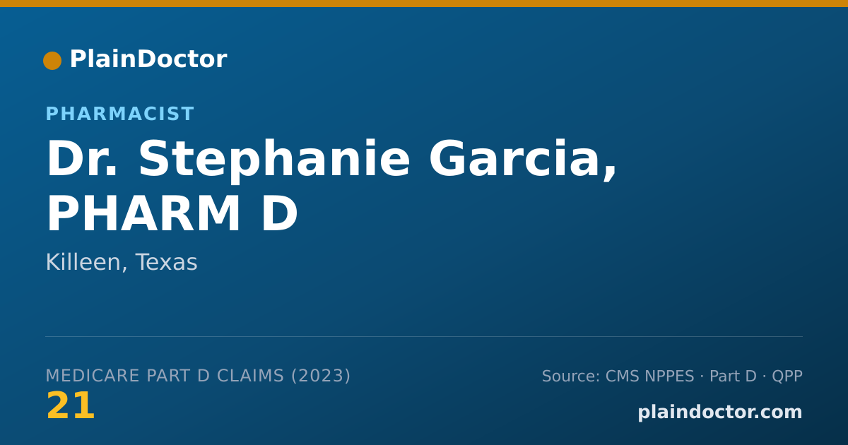 Shareable card for Stephanie Garcia, PHARM D - Pharmacist, Killeen, TX
