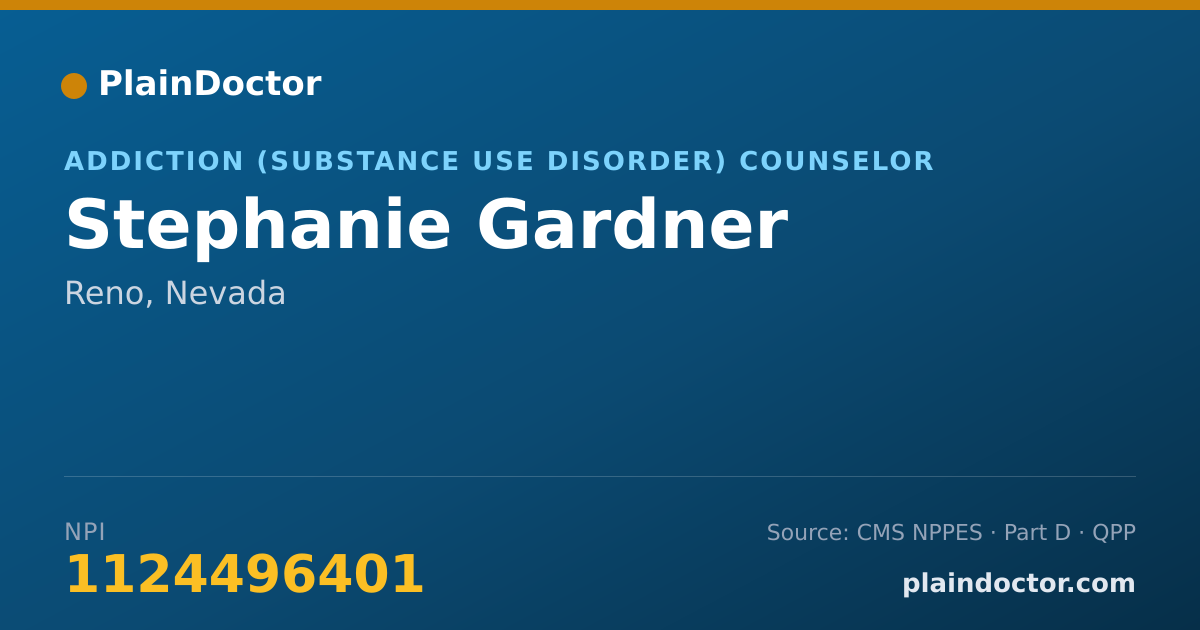 Shareable card for Stephanie Gardner - Addiction (Substance Use Disorder) Counselor, Reno, NV