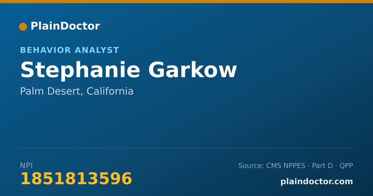 Shareable card for Stephanie Garkow - Behavior Analyst, Palm Desert, CA