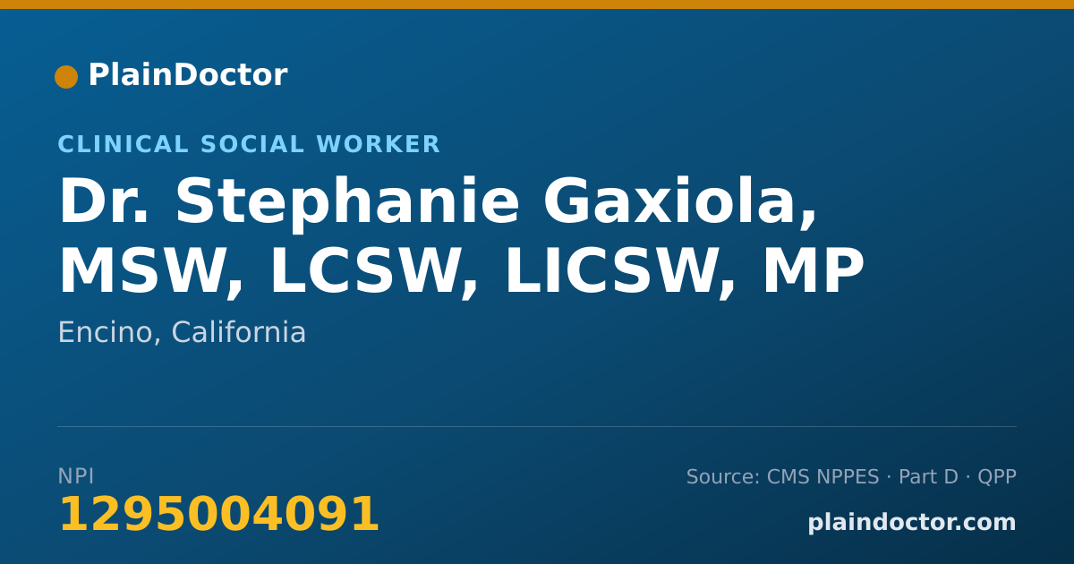 Shareable card for Stephanie Gaxiola, MSW, LCSW, LICSW, MP - Clinical Social Worker, Encino, CA
