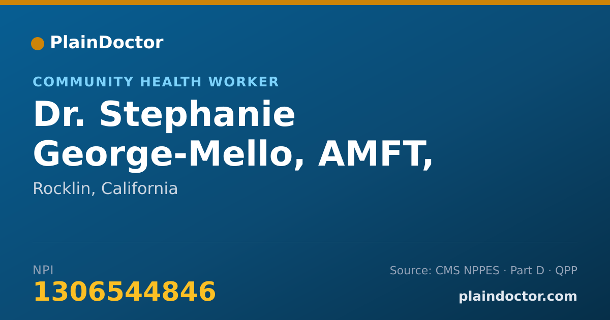 Shareable card for Stephanie George-Mello, AMFT, APCC - Community Health Worker, Rocklin, CA