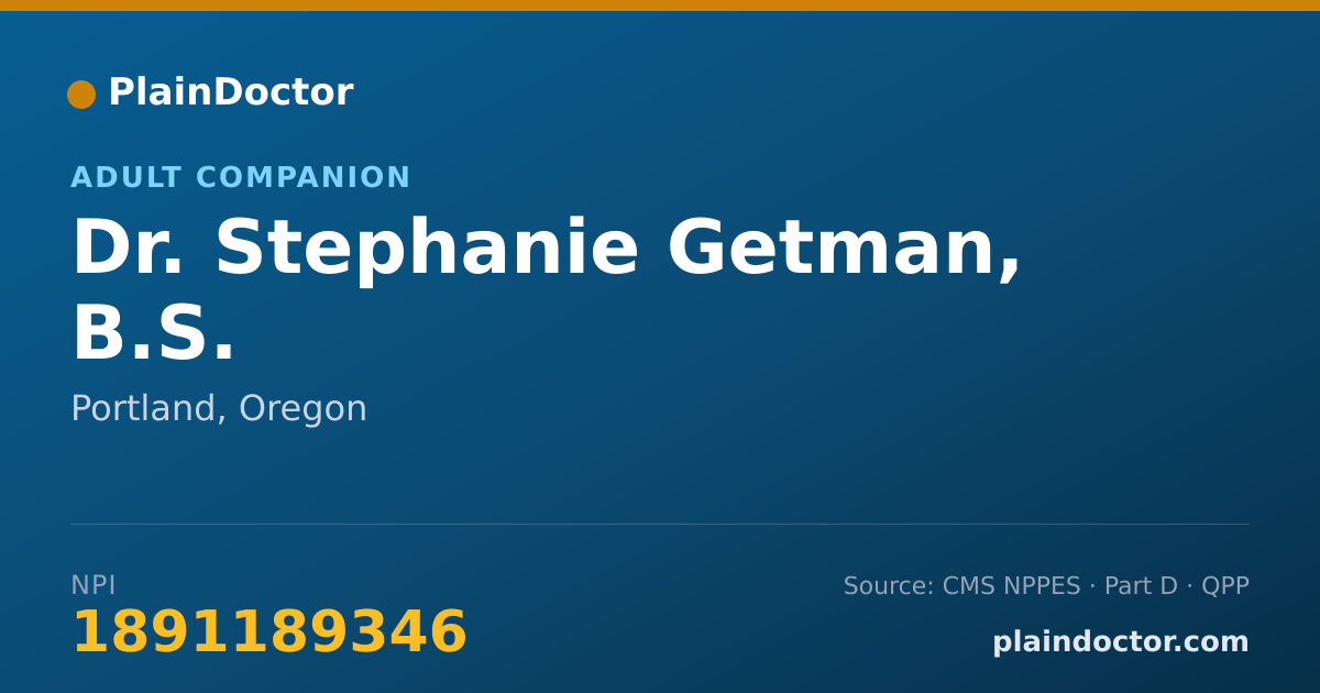 Shareable card for Stephanie Getman, B.S. - Adult Companion, Portland, OR
