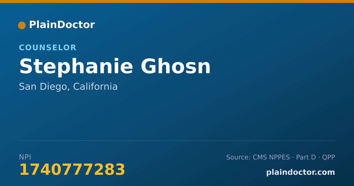 Shareable card for Stephanie Ghosn - Counselor, San Diego, CA