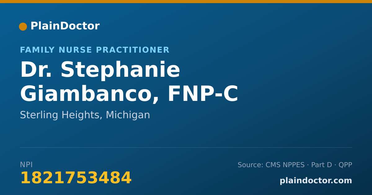 Shareable card for Stephanie Giambanco, FNP-C - Family Nurse Practitioner, Sterling Heights, MI
