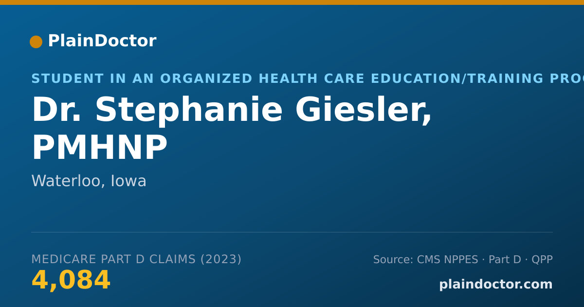 Shareable card for Stephanie Giesler, PMHNP - Student in an Organized Health Care Education/Training Program, Waterloo, IA