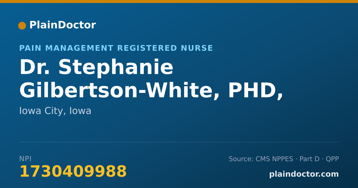 Shareable card for Stephanie Gilbertson-White, PHD, ARNP, CNS-BC - Pain Management Registered Nurse, Iowa City, IA