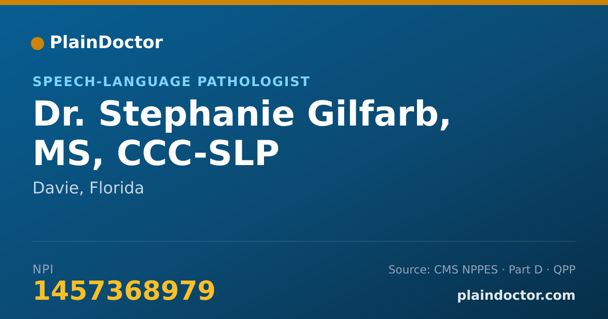 Shareable card for Stephanie Gilfarb, MS, CCC-SLP - Speech-Language Pathologist, Davie, FL
