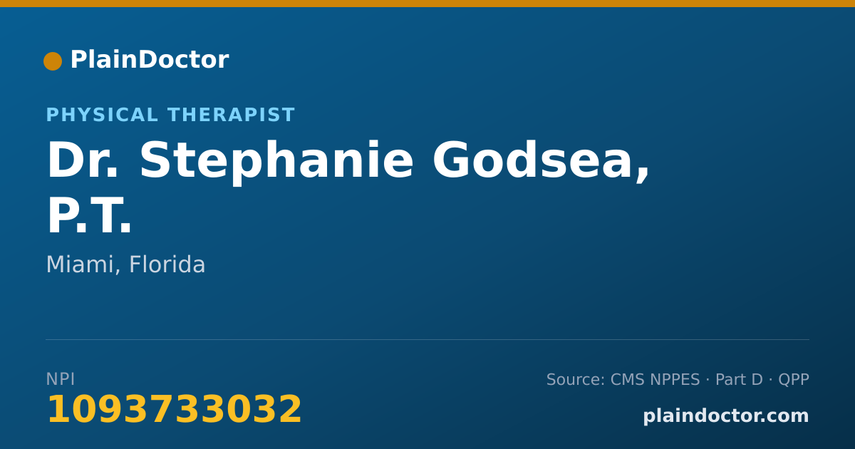 Shareable card for Stephanie Godsea, P.T. - Physical Therapist, Miami, FL
