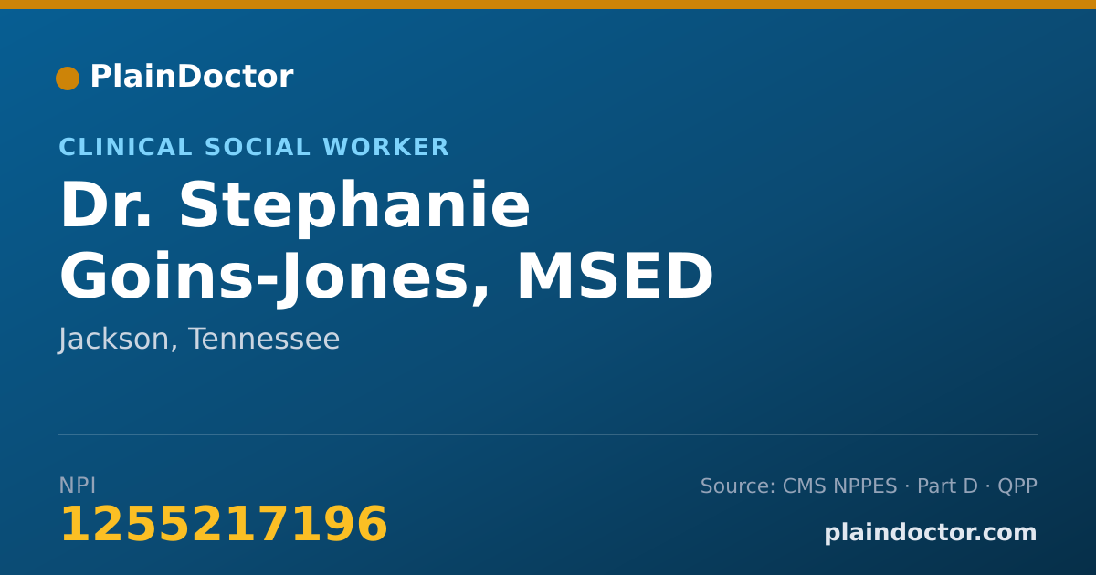 Shareable card for Stephanie Goins-Jones, MSED - Clinical Social Worker, Jackson, TN