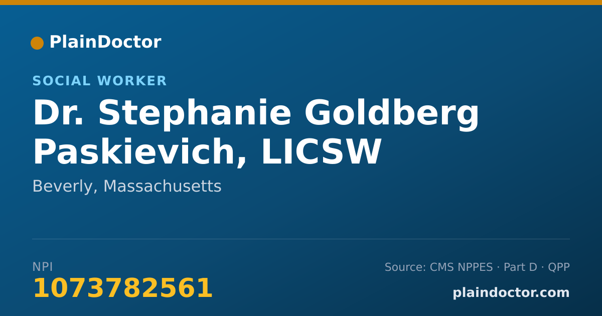 Shareable card for Stephanie Goldberg Paskievich, LICSW - Social Worker, Beverly, MA