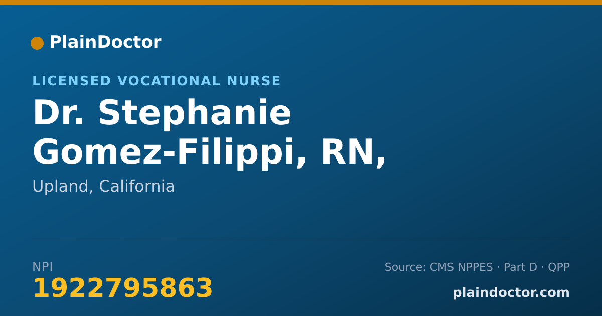 Shareable card for Stephanie Gomez-Filippi, RN, LPN/LVN - Licensed Vocational Nurse, Upland, CA