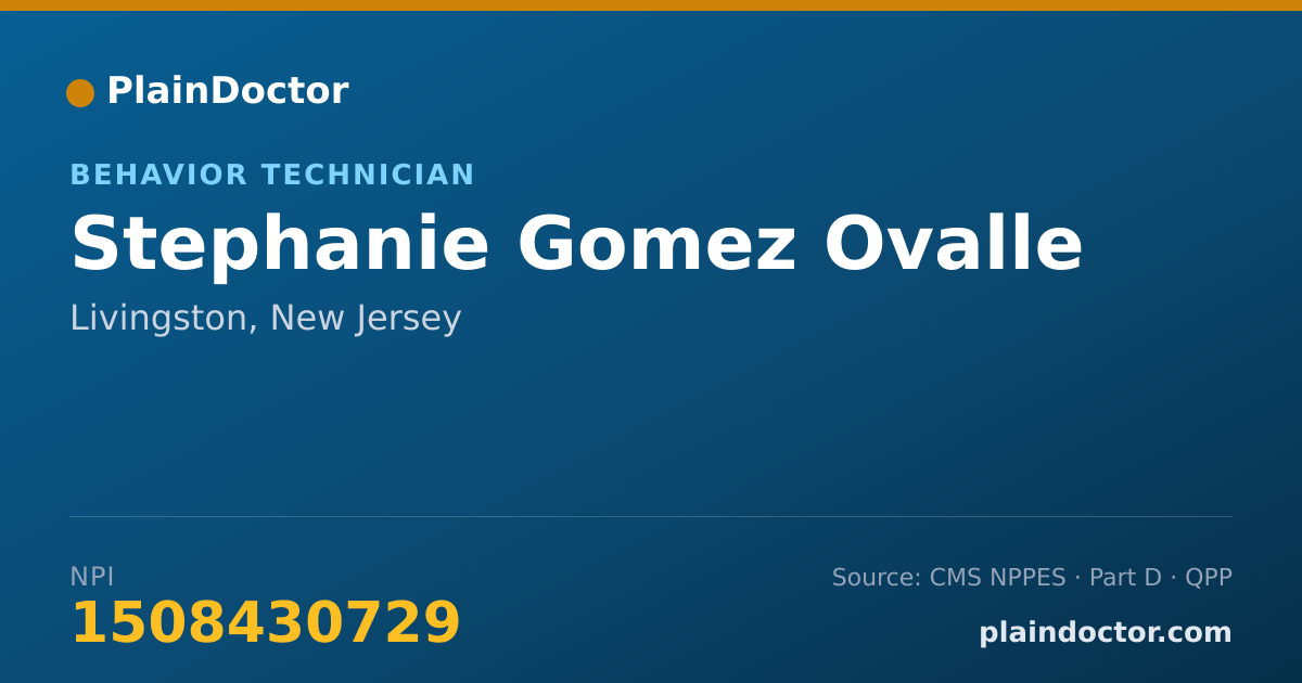 Shareable card for Stephanie Gomez Ovalle - Behavior Technician, Livingston, NJ