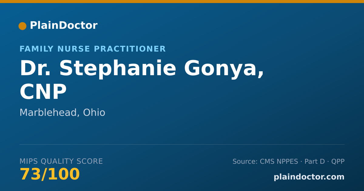Shareable card for Stephanie Gonya, CNP - Family Nurse Practitioner, Marblehead, OH
