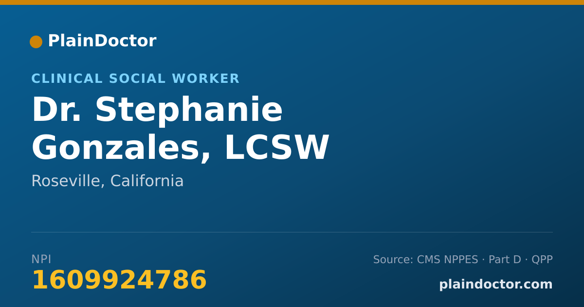 Shareable card for Stephanie Gonzales, LCSW - Clinical Social Worker, Roseville, CA