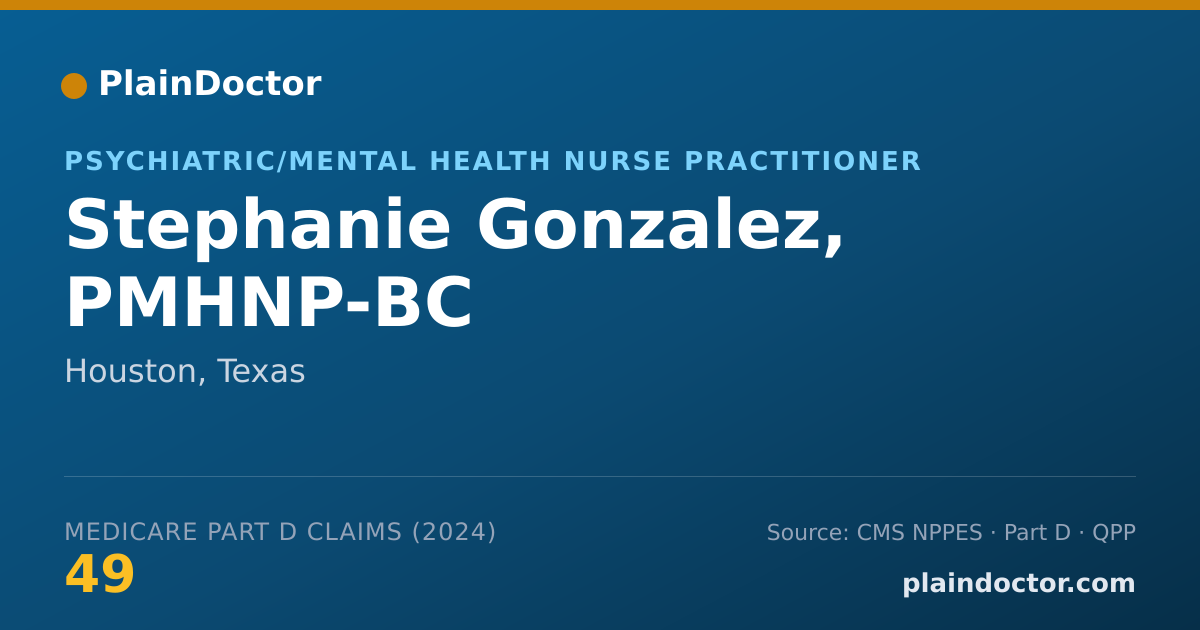 Shareable card for Stephanie Gonzalez, PMHNP-BC - Psychiatric/Mental Health Nurse Practitioner, Houston, TX