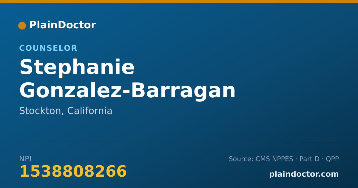 Shareable card for Stephanie Gonzalez-Barragan - Counselor, Stockton, CA