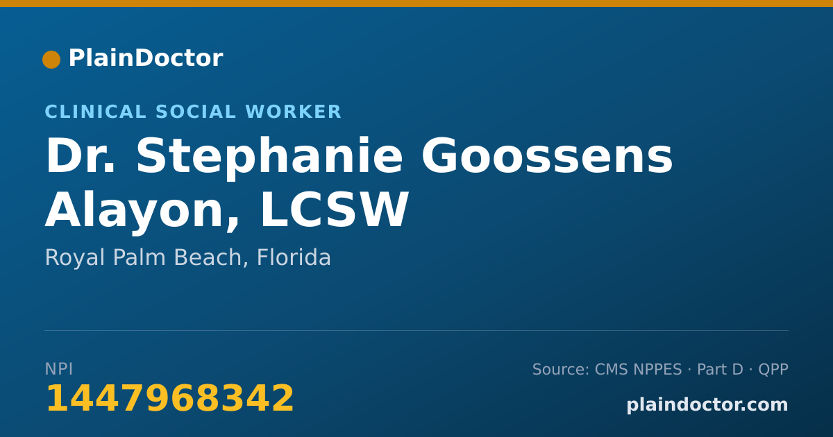 Shareable card for Stephanie Goossens Alayon, LCSW - Clinical Social Worker, Royal Palm Beach, FL