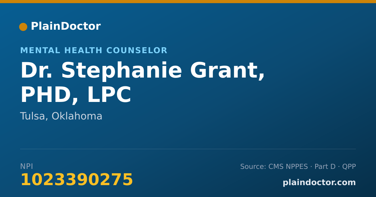 Shareable card for Stephanie Grant, PHD, LPC - Mental Health Counselor, Tulsa, OK