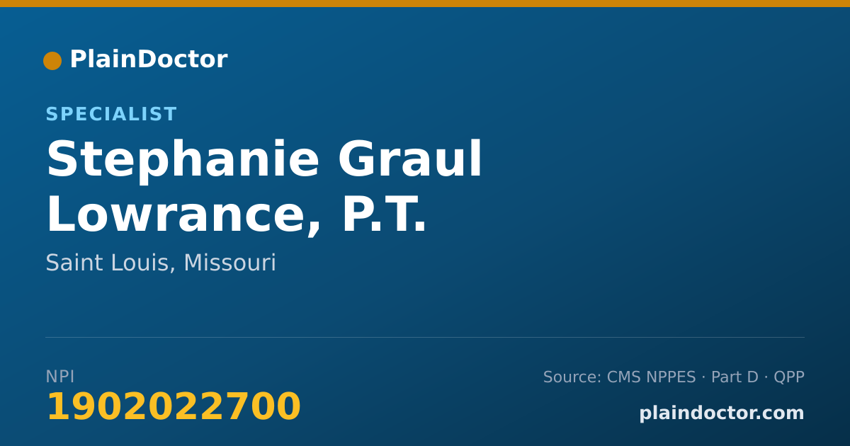 Shareable card for Stephanie Graul Lowrance, P.T. - Specialist, Saint Louis, MO