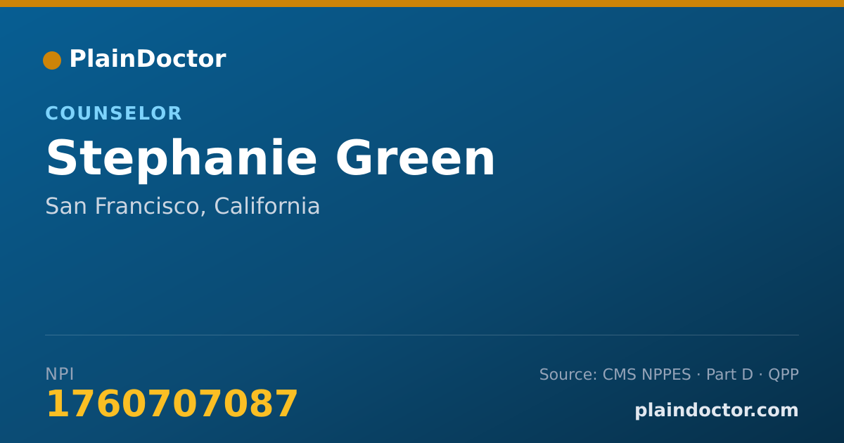 Shareable card for Stephanie Green - Counselor, San Francisco, CA