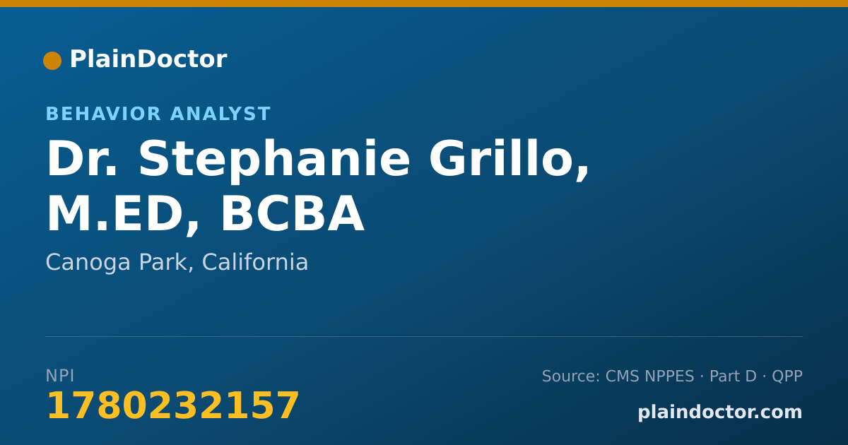 Shareable card for Stephanie Grillo, M.ED, BCBA - Behavior Analyst, Canoga Park, CA