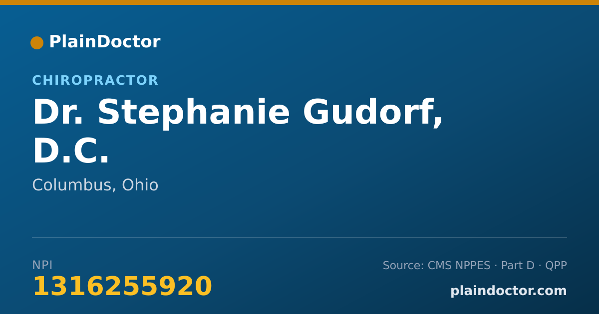 Shareable card for Stephanie Gudorf, D.C. - Chiropractor, Columbus, OH