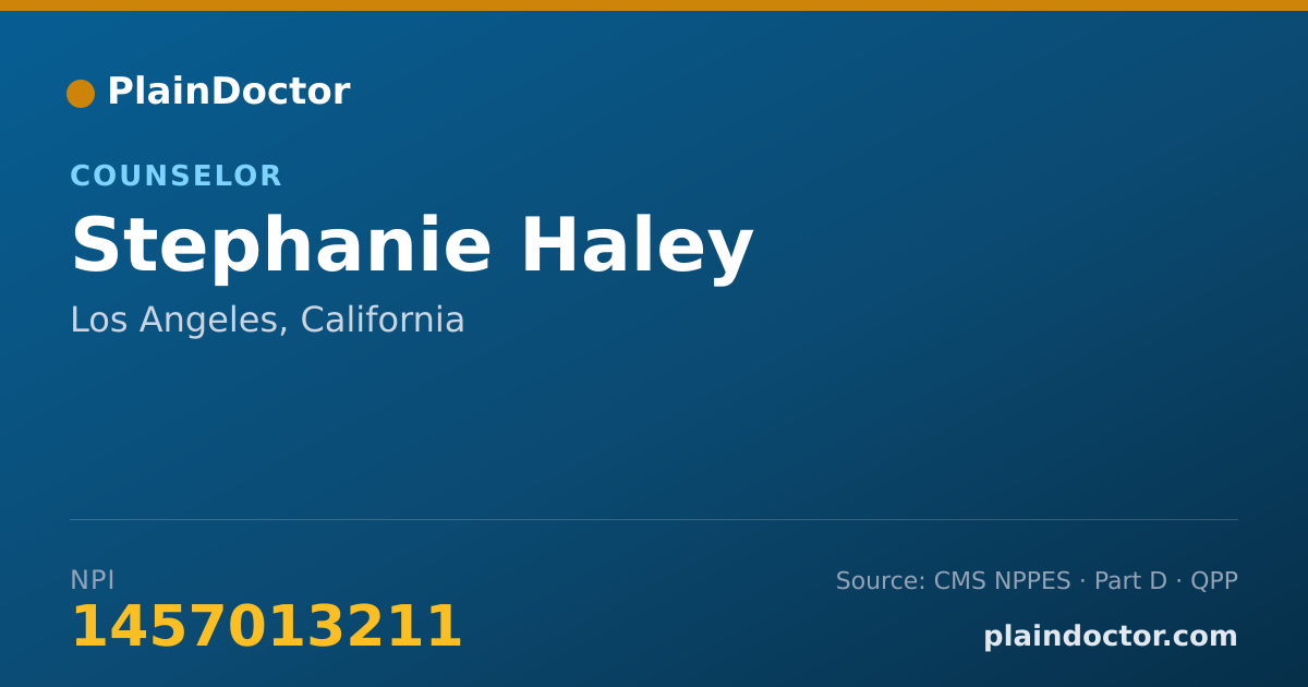 Shareable card for Stephanie Haley - Counselor, Los Angeles, CA