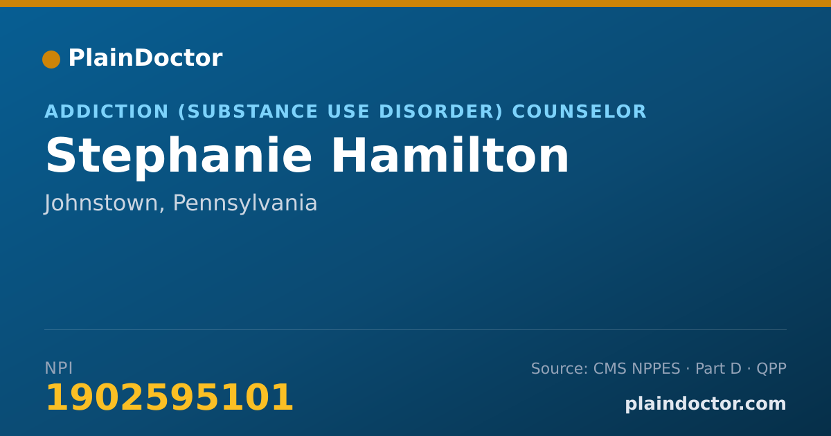 Shareable card for Stephanie Hamilton - Addiction (Substance Use Disorder) Counselor, Johnstown, PA