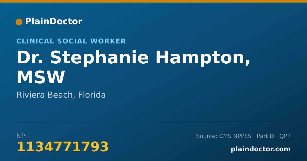 Shareable card for Stephanie Hampton, MSW - Clinical Social Worker, Riviera Beach, FL