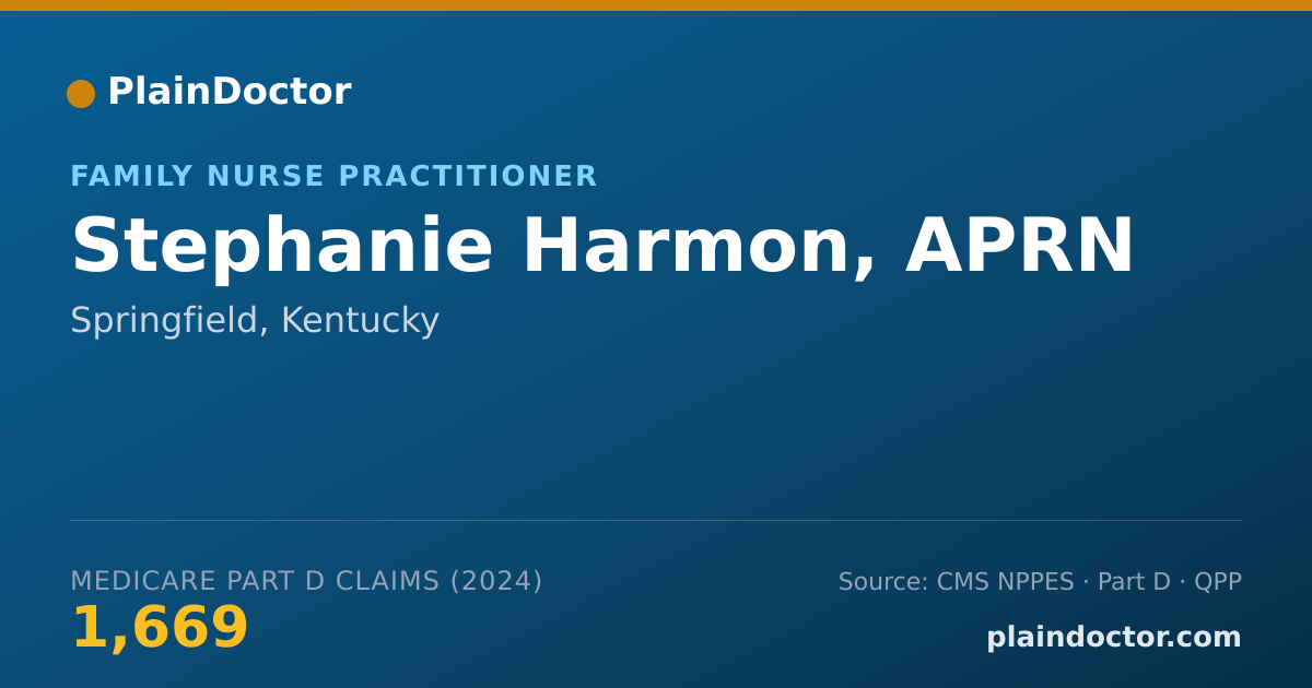Shareable card for Stephanie Harmon, APRN - Family Nurse Practitioner, Springfield, KY
