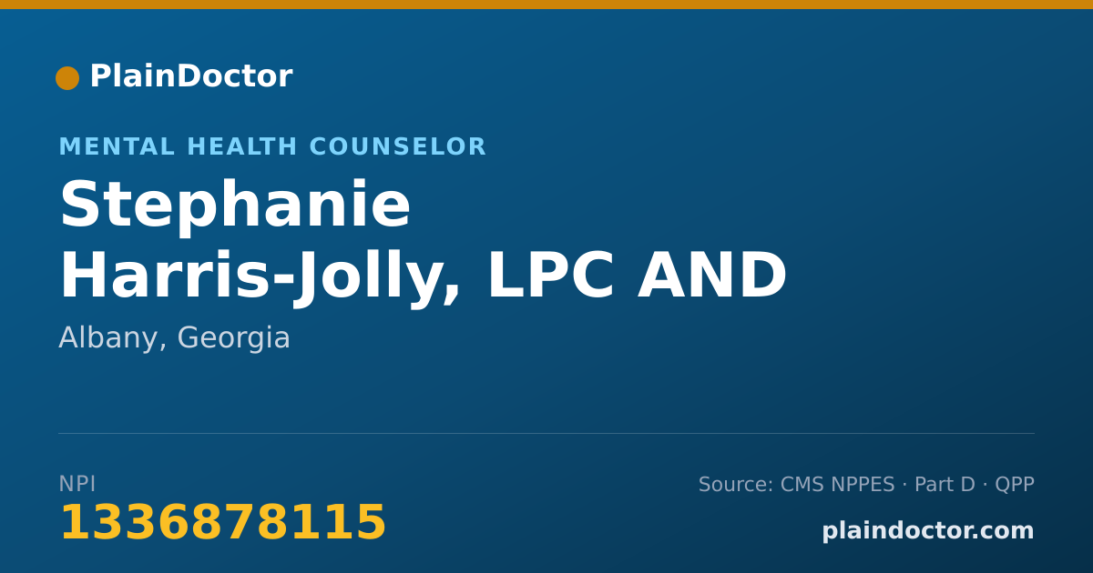 Shareable card for Stephanie Harris-Jolly, LPC AND CPCS - Mental Health Counselor, Albany, GA