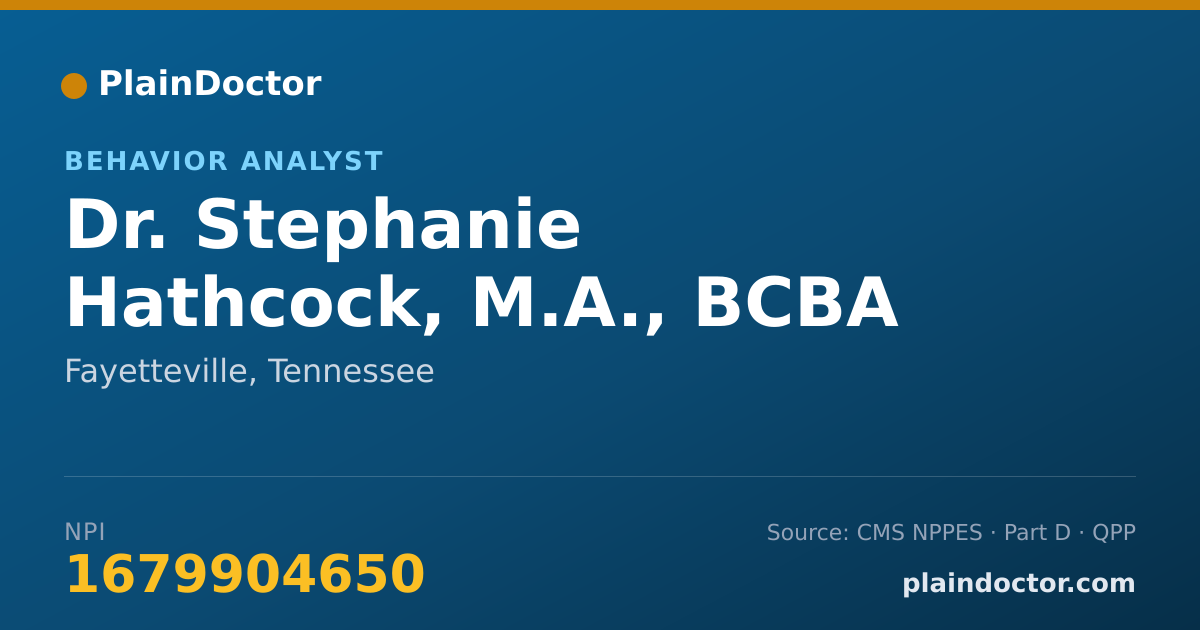 Shareable card for Stephanie Hathcock, M.A., BCBA - Behavior Analyst, Fayetteville, TN