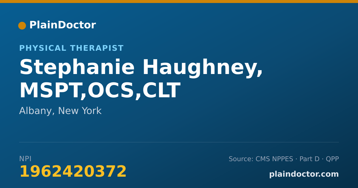 Shareable card for Stephanie Haughney, MSPT,OCS,CLT - Specialist, Albany, NY