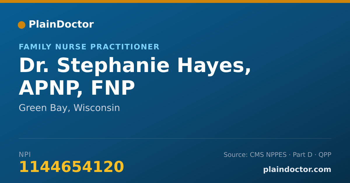 Shareable card for Stephanie Hayes, APNP, FNP - Family Nurse Practitioner, Green Bay, WI