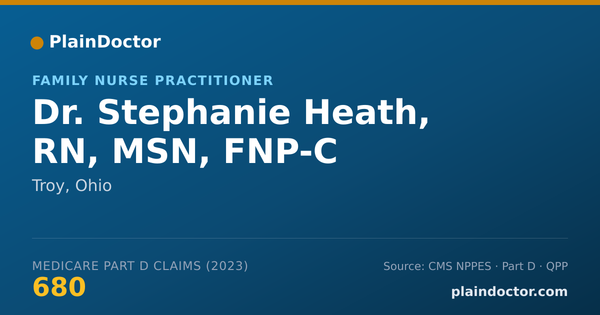 Shareable card for Stephanie Heath, RN, MSN, FNP-C - Family Nurse Practitioner, Troy, OH