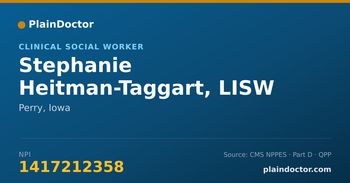 Shareable card for Stephanie Heitman-Taggart, LISW - Clinical Social Worker, Perry, IA